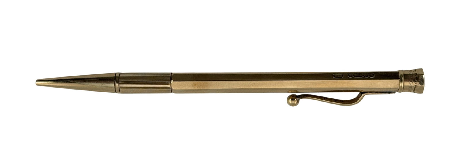 9 kt Gold Mechanical Pencil: 9 kt Gold Mechanical Pencil. Marked "375" Length 4.5" long. And weight 16 grams