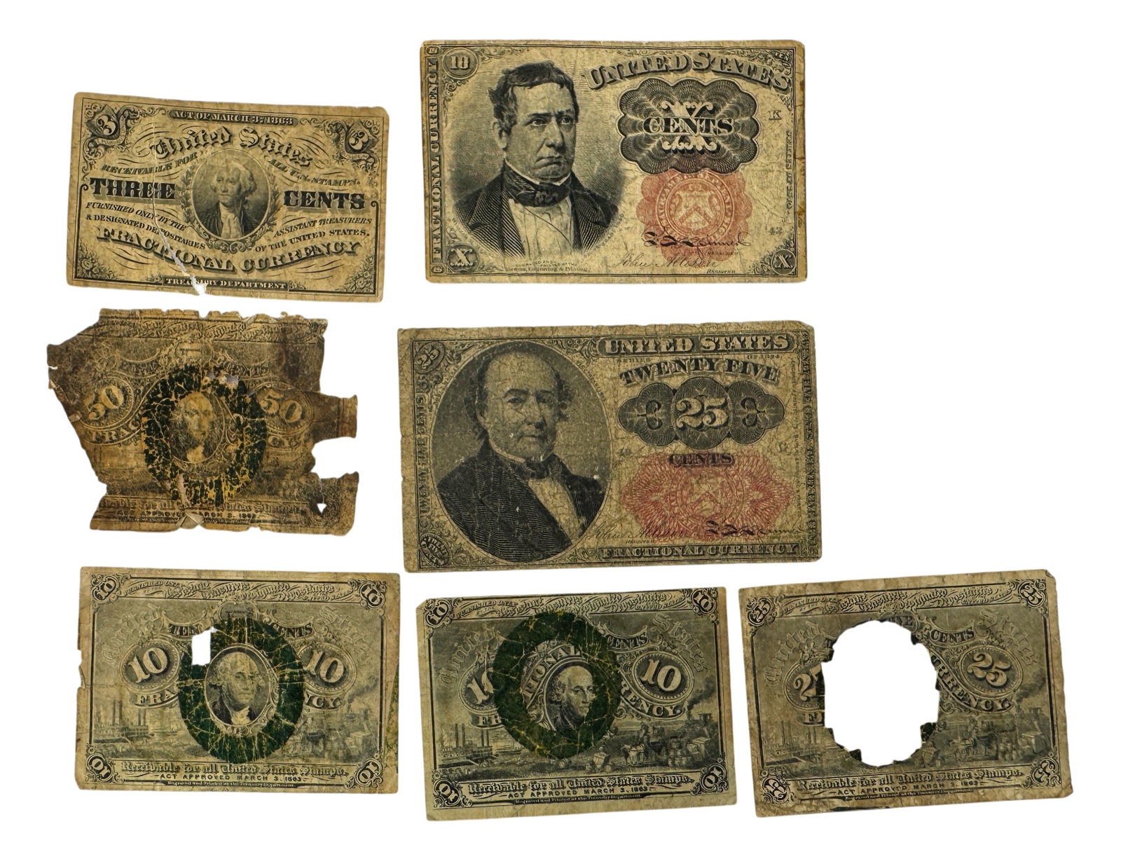 Collection of Antique US Fractional Bank Notes (1 of 2)