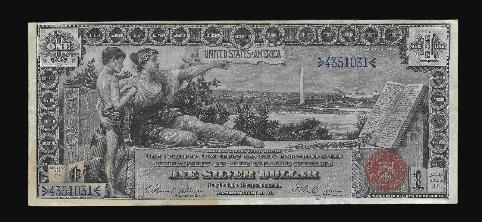 1896 $1 Educational Series Silver Certificate FR 224 (1 of 2)