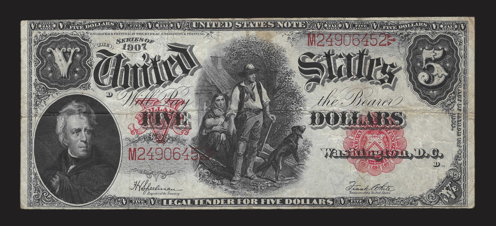 1907 $5 Legal Tender Woodchopper Note FR 91 (1 of 2)