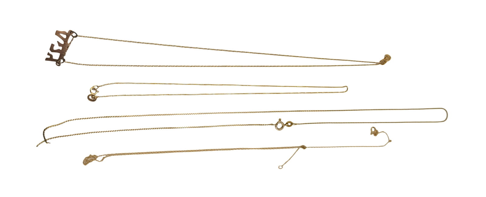(Lot of 4) Small 14Kt Gold Necklaces (1 of 1)
