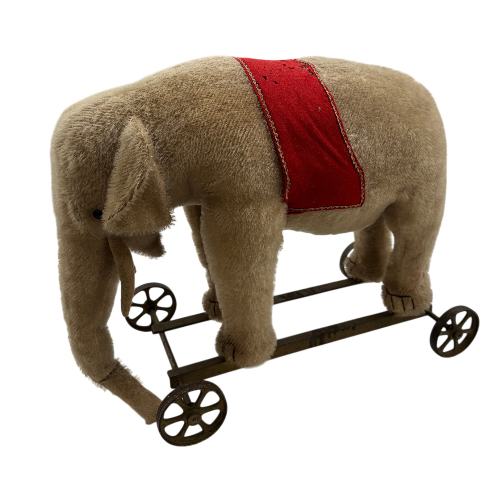 Steiff Early 1900's Mohair Elephant on Cast Iron Wheels (1 of 4)
