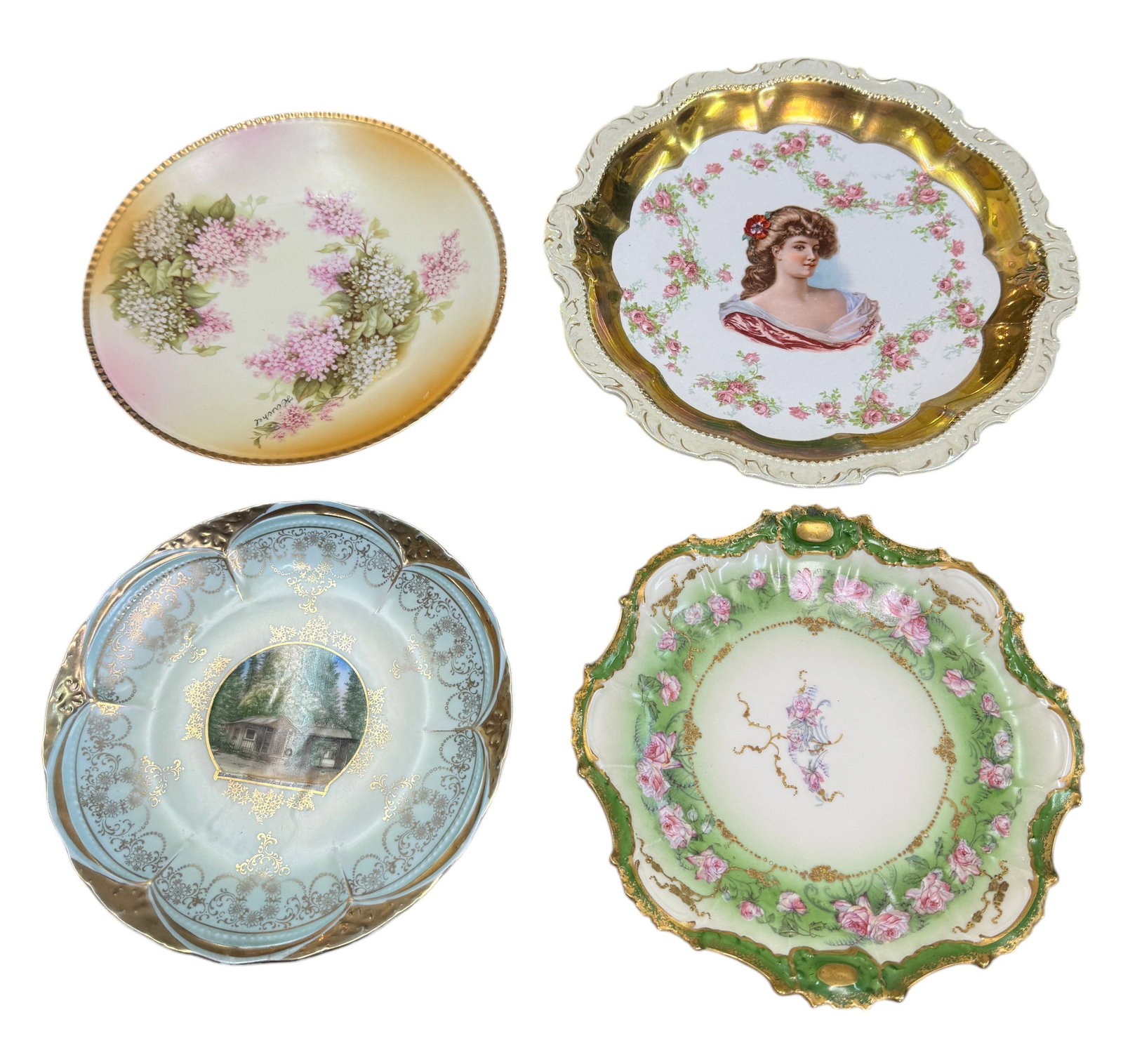 Antique Gilded Porcelain Plates - Lot Limoges, BTC Germany, Empire China (1 of 2)