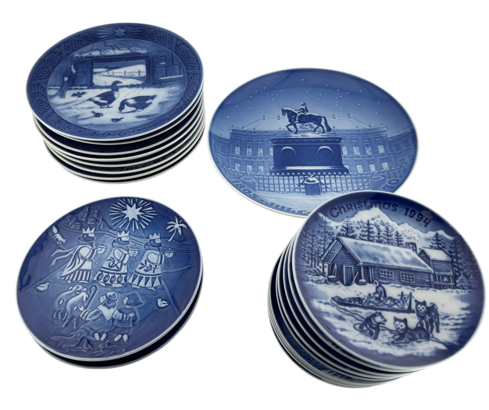 B&G Royal Copenhagen Christmas Plates - Lot: Lot of 21 Bing & Grondahl B&G Royal Copenhagen Christmas Collector's Plates. Condition: Good condition no visible chips/cracks please refer to images. Dimensions: 9"x1.25" (1), 7" x 1" (8), 6.25" x 5/
