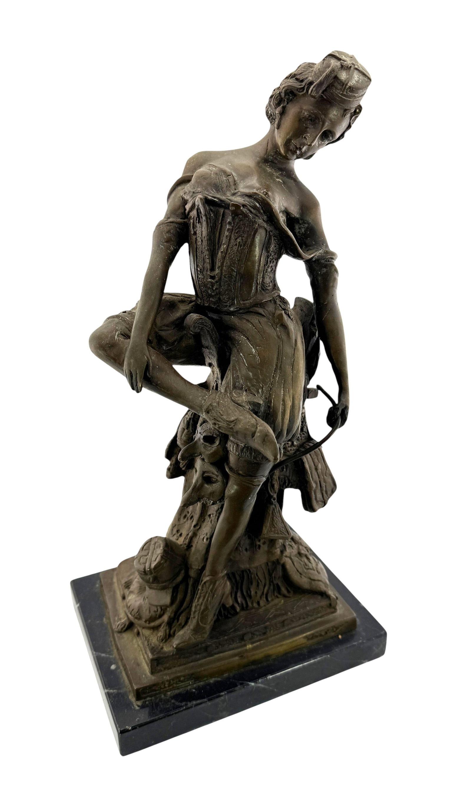 After Hippolyte Moreau "Mignon" Bronze Sculpture on Marble Base (1 of 4)
