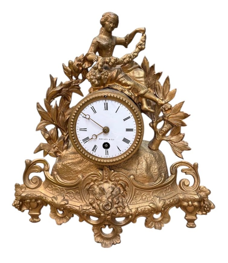 Vintage Tiffany & Co. French Brass Decorative Clock (1 of 5)