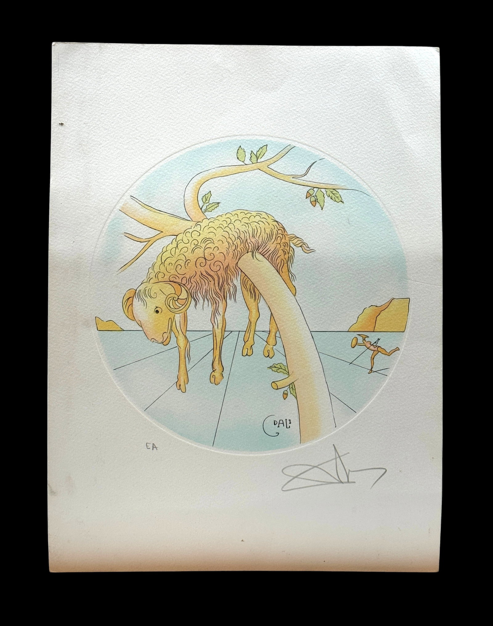 After Salvador Dali - "Aries" - Etching Artist Proof Pencil Signed: After Salvador Dali - "Aries" - Etching Artist Proof, pencil signed. Unframed dimension 11" x 15"