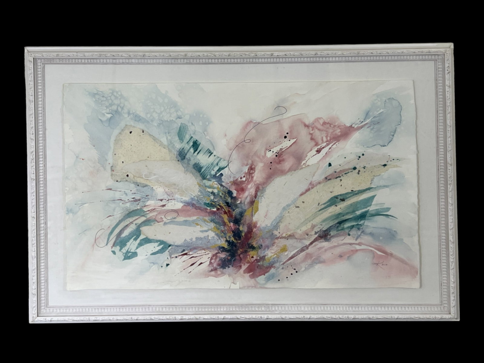 Grace Koo, Abstract, Mixed media on Arches paper (1921-2009): Grace Koo (Korean/American 1921-2009), Abstract, watercolor and collage on Arches paper, frame dimension 34.5 " x 49.5"