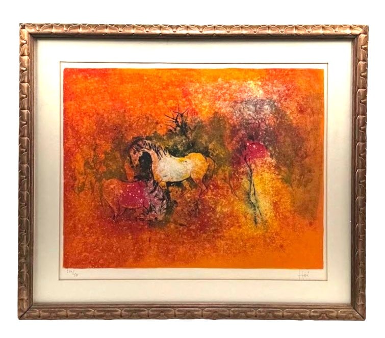 Hoi Lebadang "Deax Chevaux" lithograph: HOI LEBADANG (Vietnamese 1922 - 2015) "Deux Chevaux" Lithograph. Sight: 17 1/8 x 21 1/4 inches; Frame: 28 x 24 inches. Signed lower right: Hoi and numbered lower left: 273/375. A/R