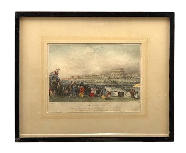 Thomas Allom (British, 1804-1872) "Epson Races on Derby Day" Colored Etching (1 of 2)