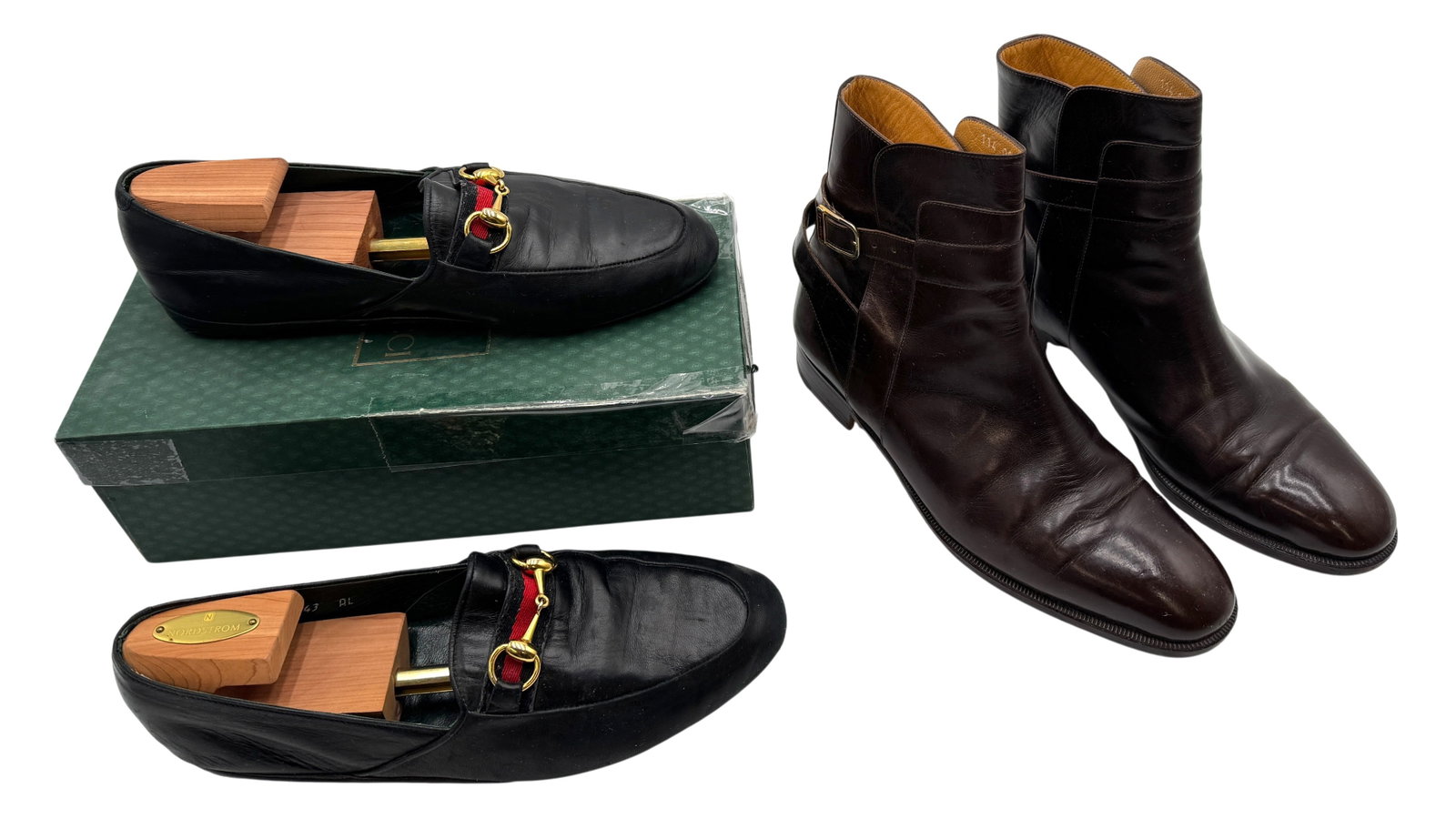 Two Vintage Men's Gucci Leather Shoes: Two Vintage Men's Gucci Leather Shoes. Size 42M and 43M