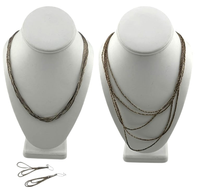 Native American Liquid Sterling Silver Neclaces and Earrings (1 of 2)