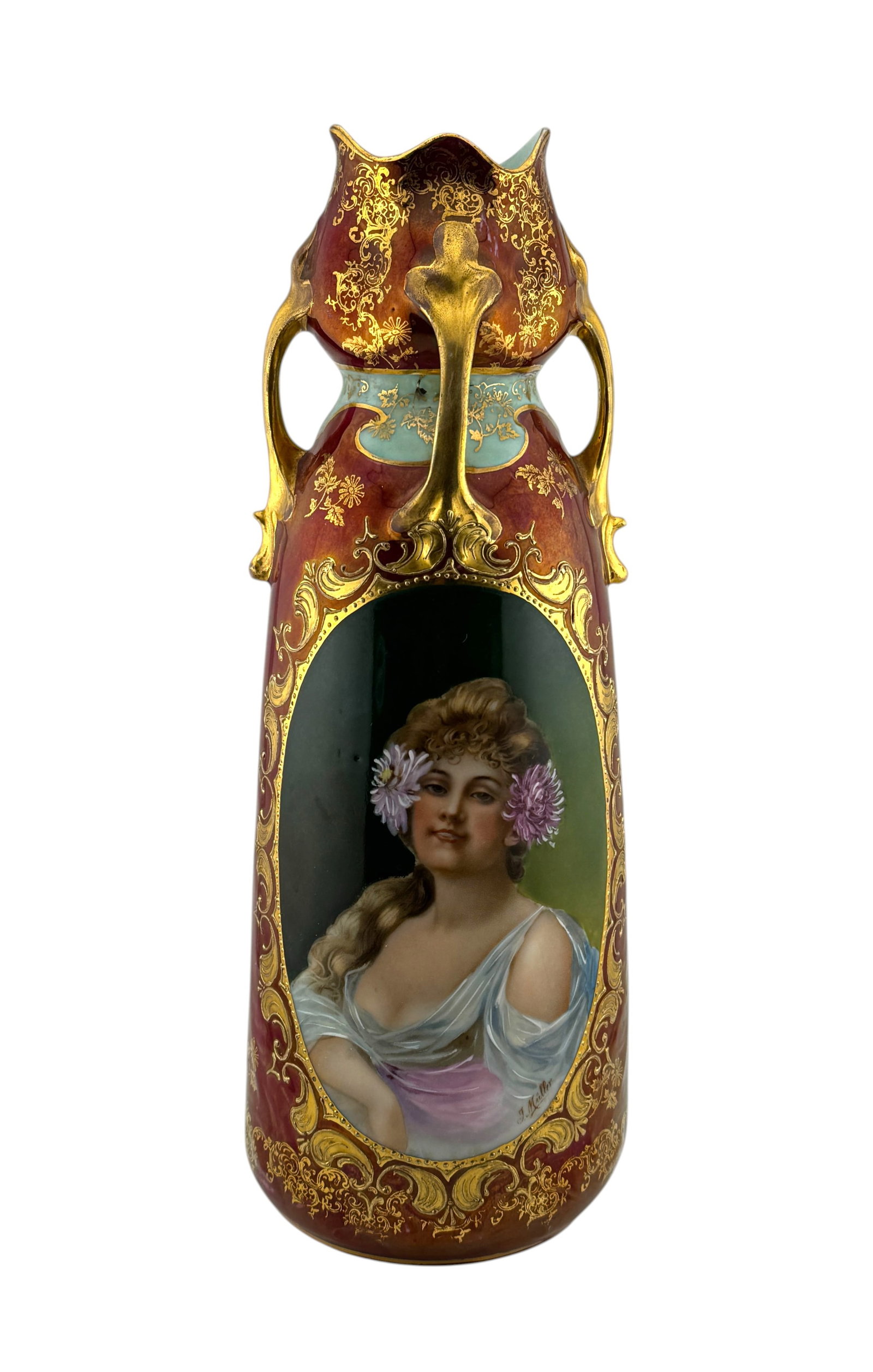 Royal Vienna Portrait Vase signed Muller (1 of 4)