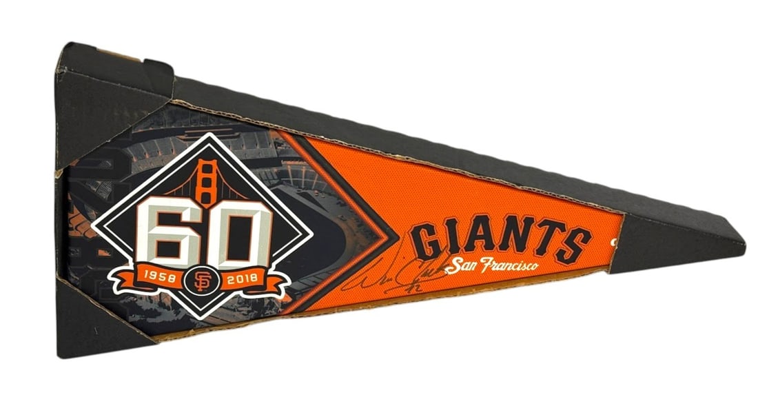 60th Anniversary SF Giants Pennant Canvas Signed by Will Clark #22 (1 of 2)
