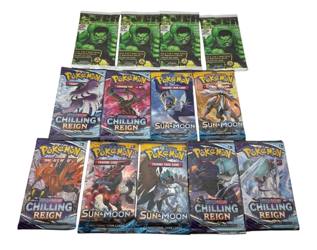 Lot of Unopened Pokemon and Hulk Trading Card Packs: Lot of Unopened Pokemon and Hulk Trading Card Packs