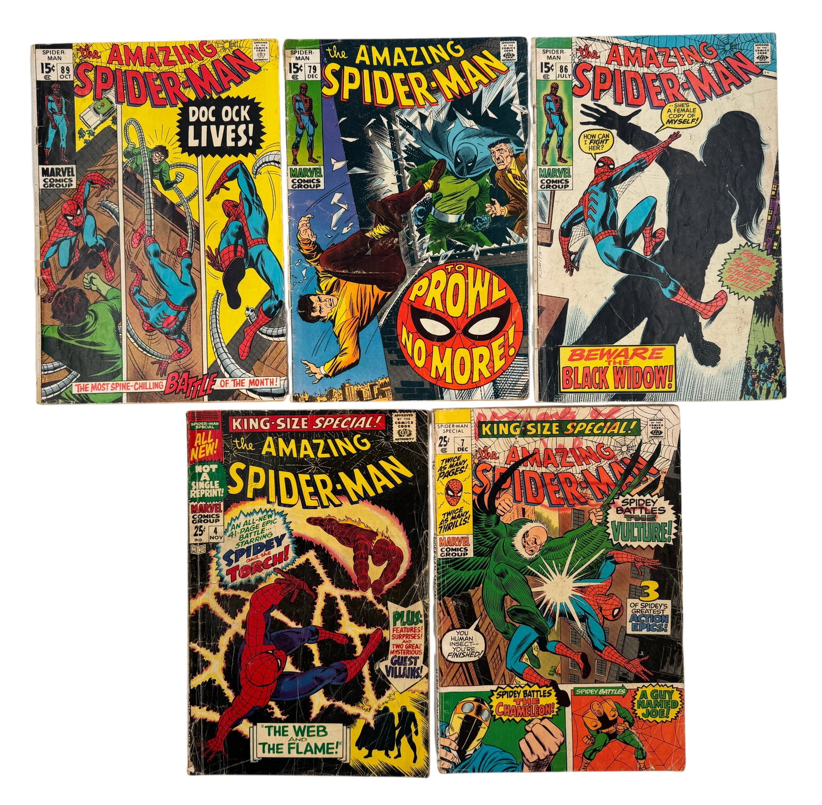 (Lot of 5) Silver Age The Amazing Spider Man and King Size Amazing Spider Man Comics (1 of 1)