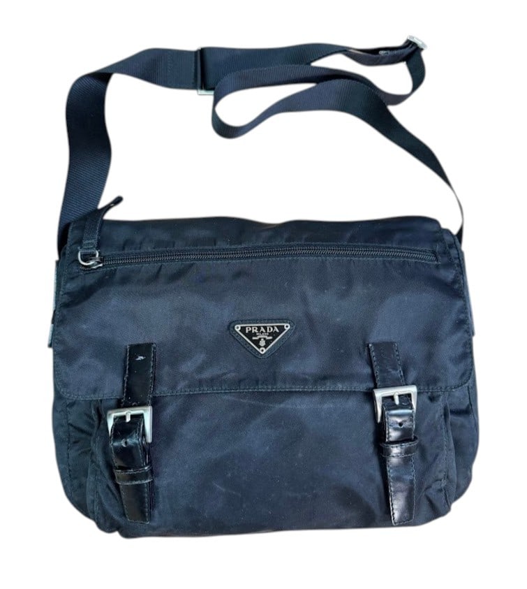 Prada Tessuto Nylon Black Double Crossbody Shoulder Bag (1 of 3)