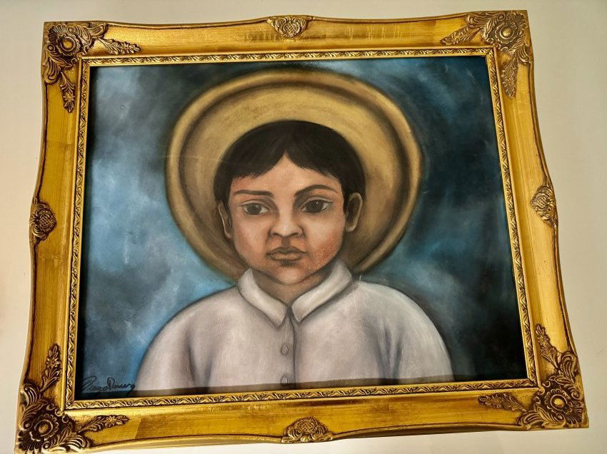 Diego Rivera (1886-1957) - Pedrito Charcoal on Canvas - With COA: Diego Rivera - Charcoal on Canvas- With COA of the Gallery- 39x19 CM - 49x59 CM with frame- It includes the original leter from the Museum