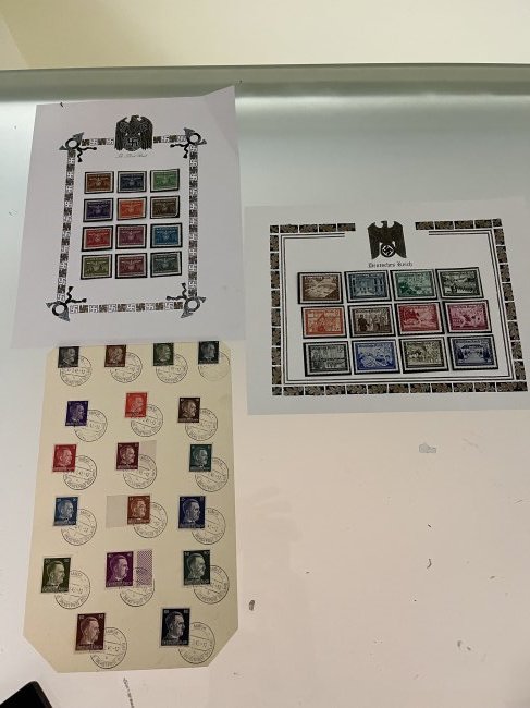 Lot of Antique Third Reich German Stamps: 3 sheets of Antique Third Reich Time Stamps
