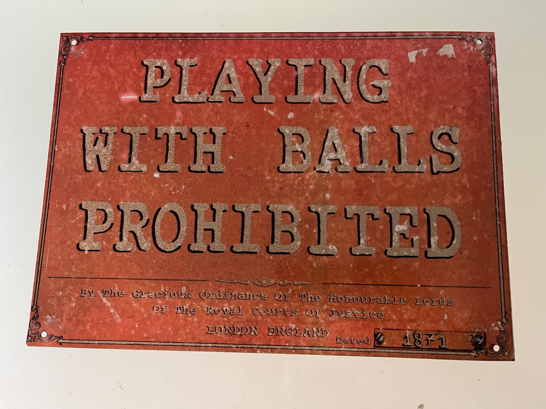 Metal Plaque - Playng with balls prohipited: Decorativ Plaue Dimensions 40x30 cm