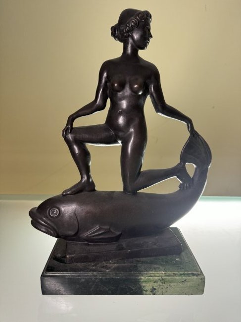 Emmanuel Frémiet - Bronze Sculpture Woman on a Fish - With COA (1 of 5)