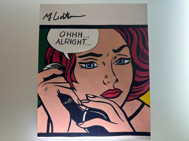 Roy Lichtenstein (1923-1997) - Handpainted Signed Drawing with COA: From the ART GALLERY NEW YORK collection, all those works were exposed till 2013 in the gallery and then sold to a private in Berlin who has permitted to expose the works in 2019 at MUDEC of Milan.Eve