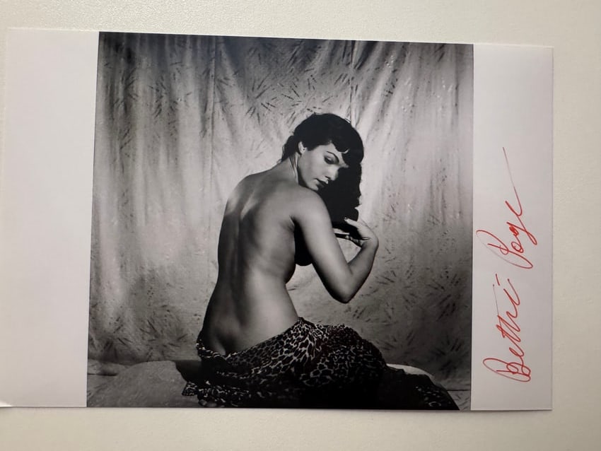 Bunny Yeager - Bettie Page - Private Archive - Signed Photo by Bettie Page: From Private Archive of Bunny Yeager Studio - Signed by Bettie Page - Photo from 70's