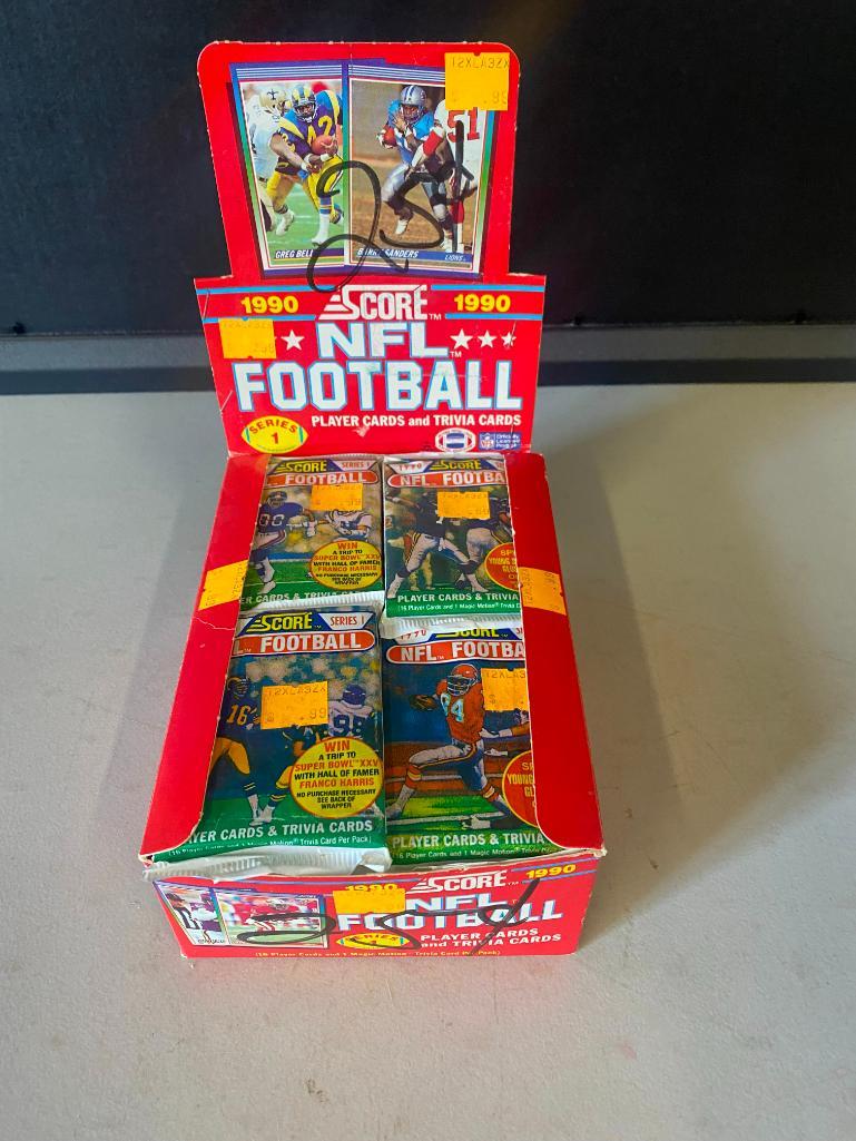 FOOTBALL-1990 Score NFL Football Cards Series 1 in Original Box and in Wax Packs: 1990 Score NFL Football Cards Series 1 in original box and in wax packs, see photos.