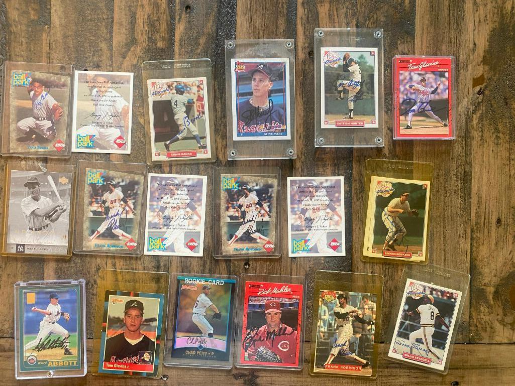 Autographed Baseball Cards including Yogi Berra, Catfish Hunter & More! (1 of 3)