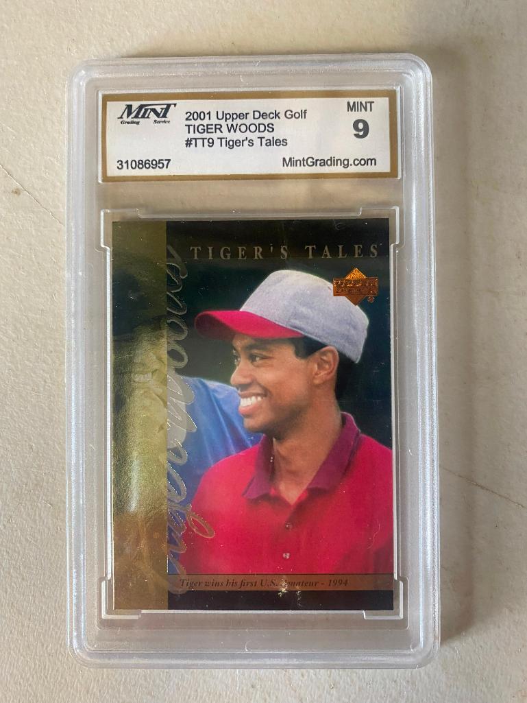 Graded 2001 Upper Deck #TT9 Tiger Woods Card & additional ungraded Tiger Woods Card (1 of 4)