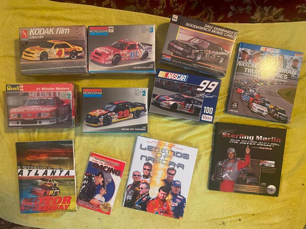 Approx .19 NASCAR Model Kits, Puzzles & Books: See photos.