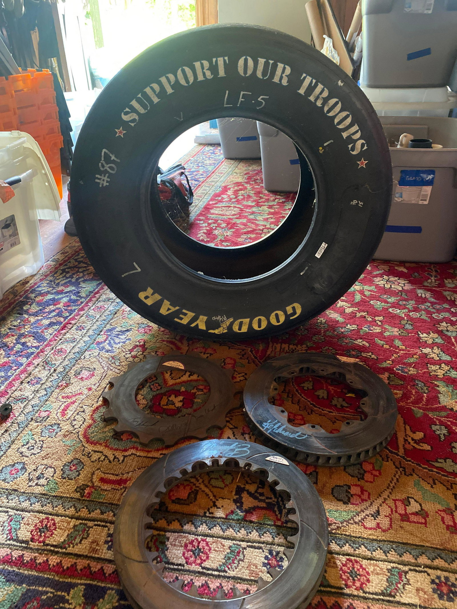 Racing Tire & Autographed Parts!: See photos.