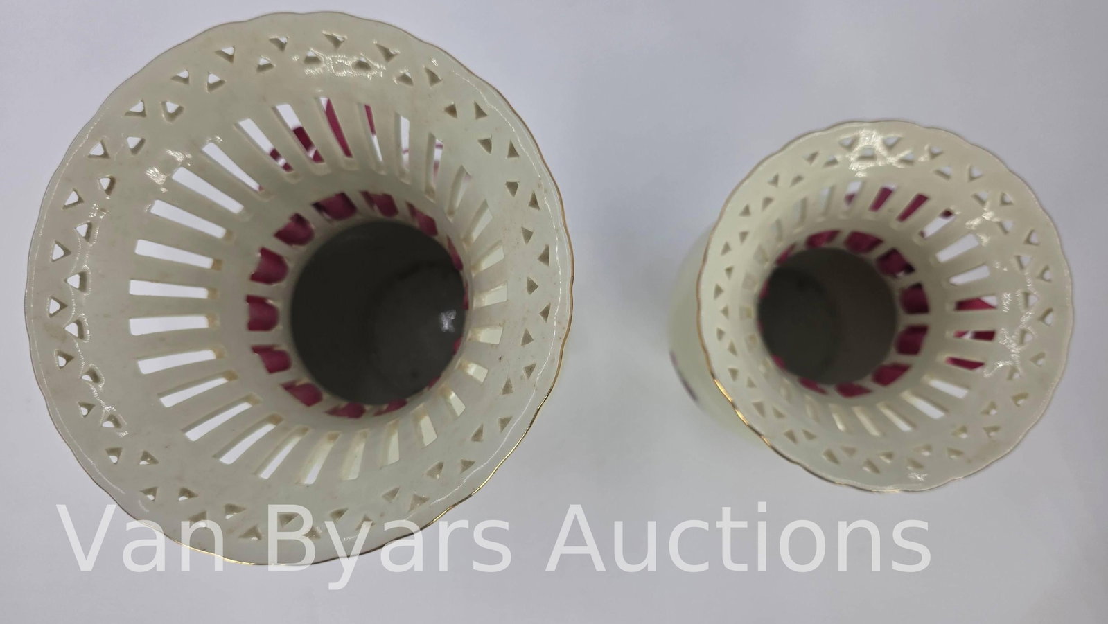 Baum. Bros. Formalities Pierced Rose Vases and Platter, INV. 2003 - 2