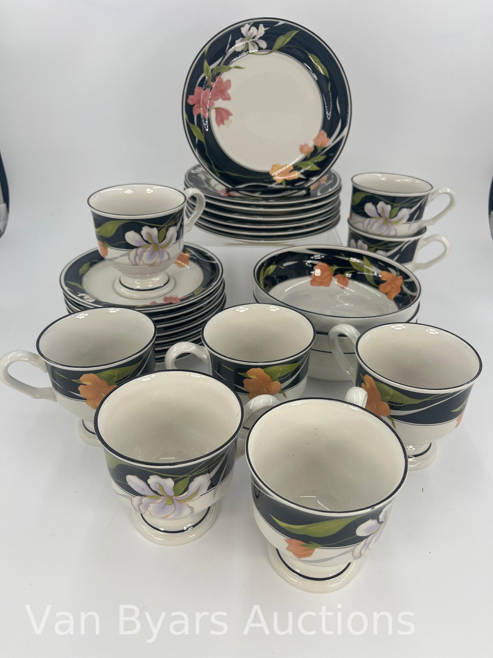Sango Memories Set, INV. 2017: Includes 7 small plates, 3 bowls, 8 saucers, 8 cups. Approx. dia of plate With marking.