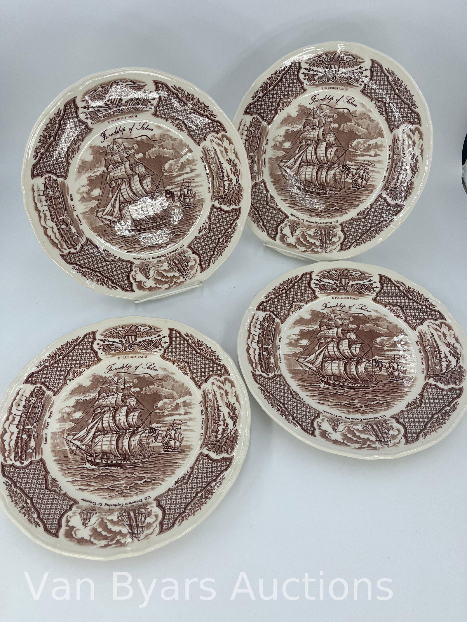 Alfred Meakin Staffordshire England Fair Winds Set of 4 Plates, INV. 2110 - 2