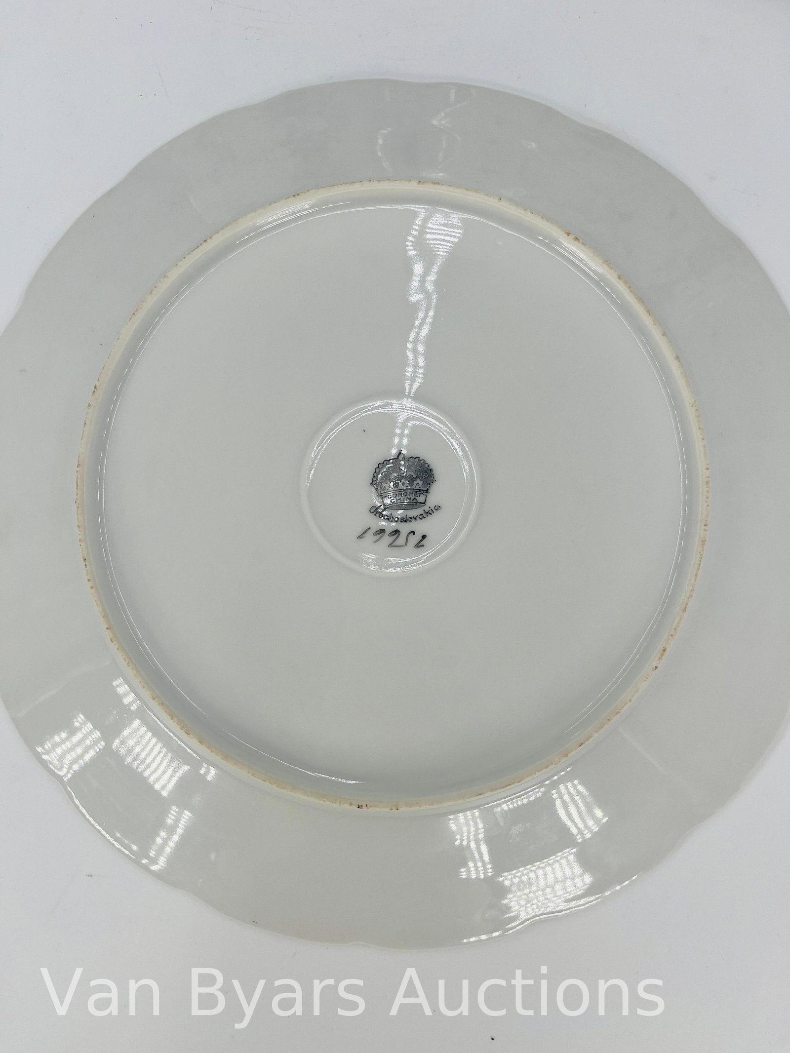 Czechoslovakia Porcelain Transfer Decorate Gilt Floral Service Plates, INV. 2111 - 2