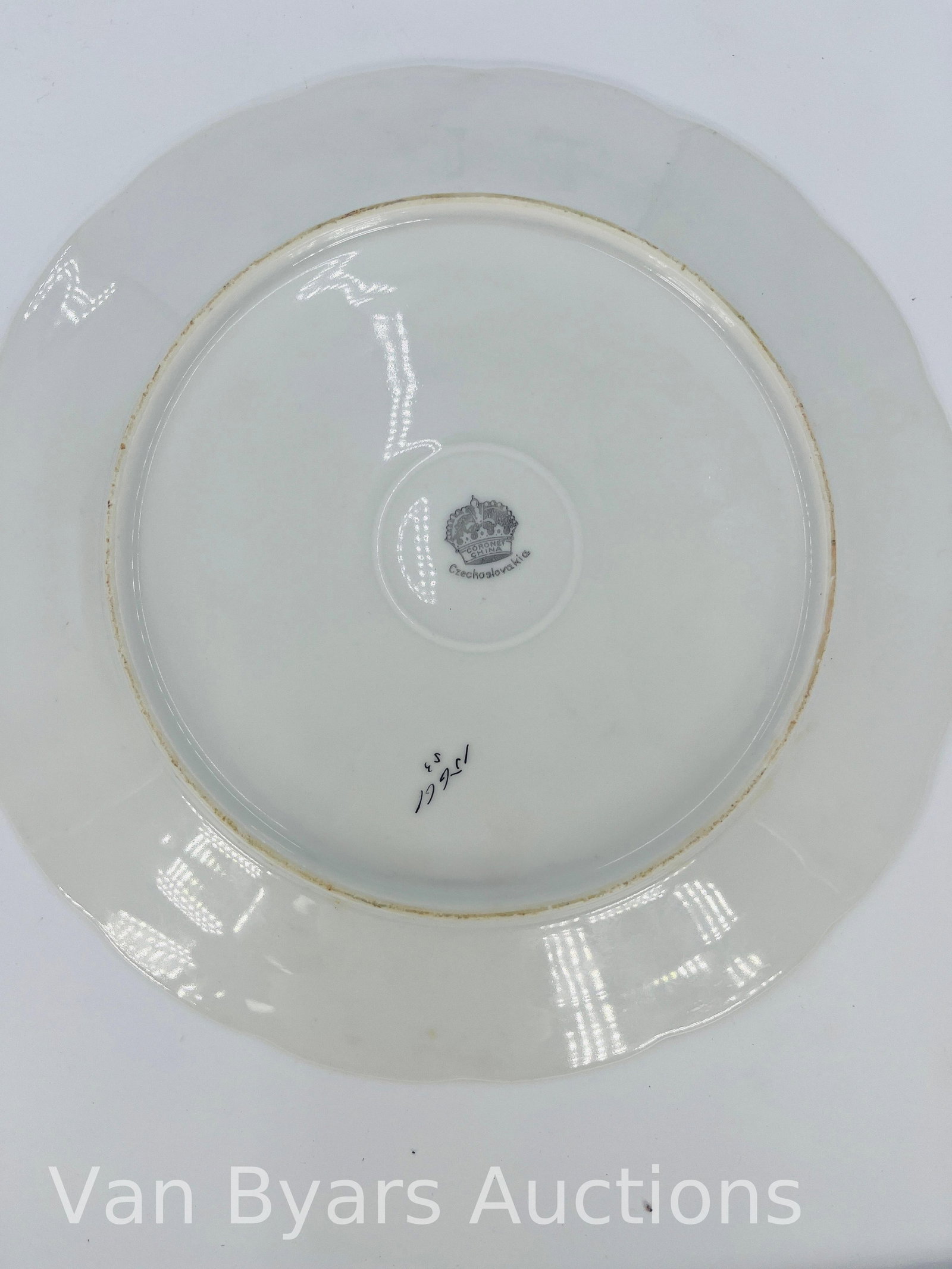 Czechoslovakia Porcelain Transfer Decorate Gilt Floral Service Plates, INV. 2111 - 4