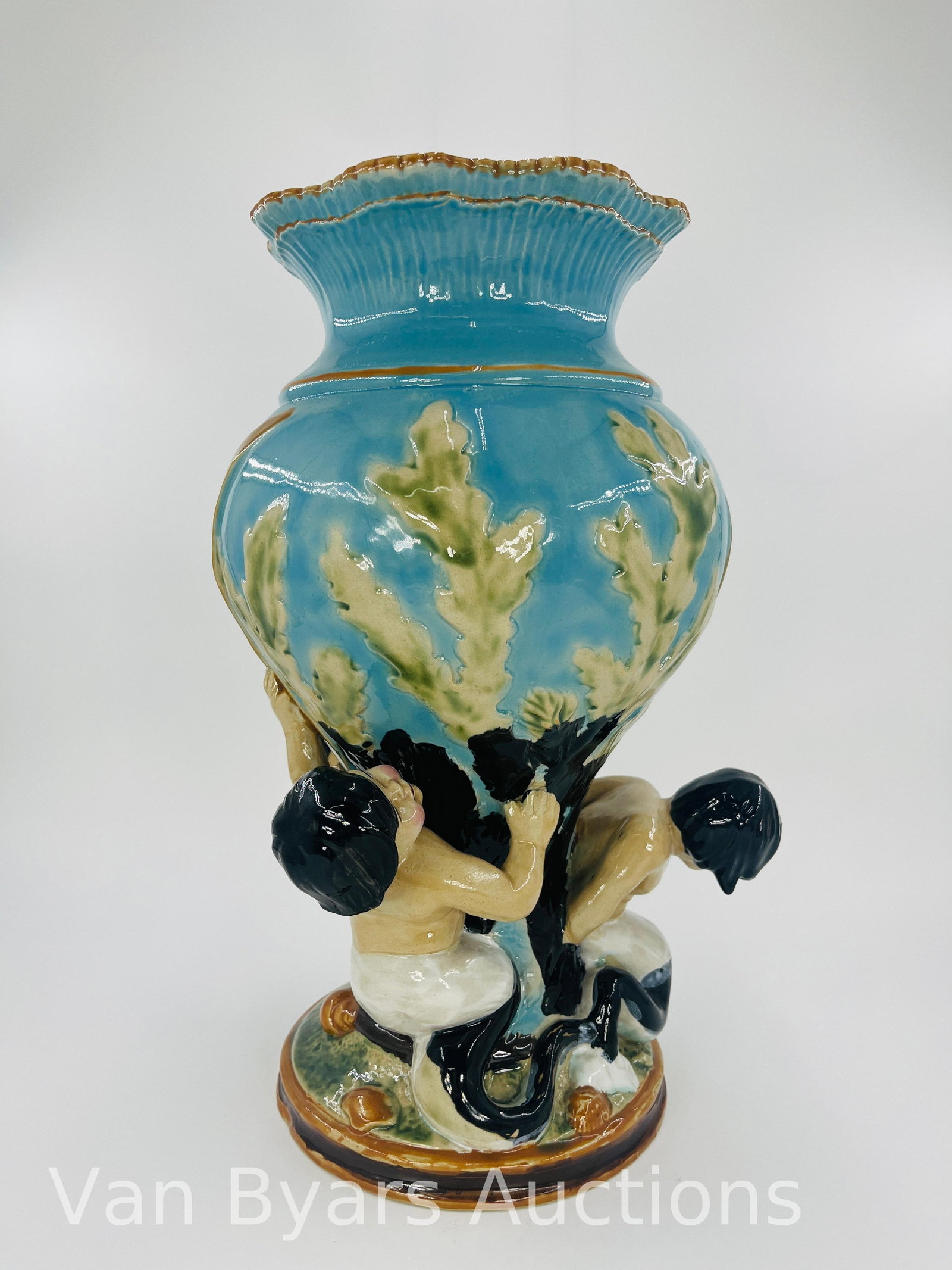 Style of Minton Majolica Marine Vase, INV. 2112 - 2