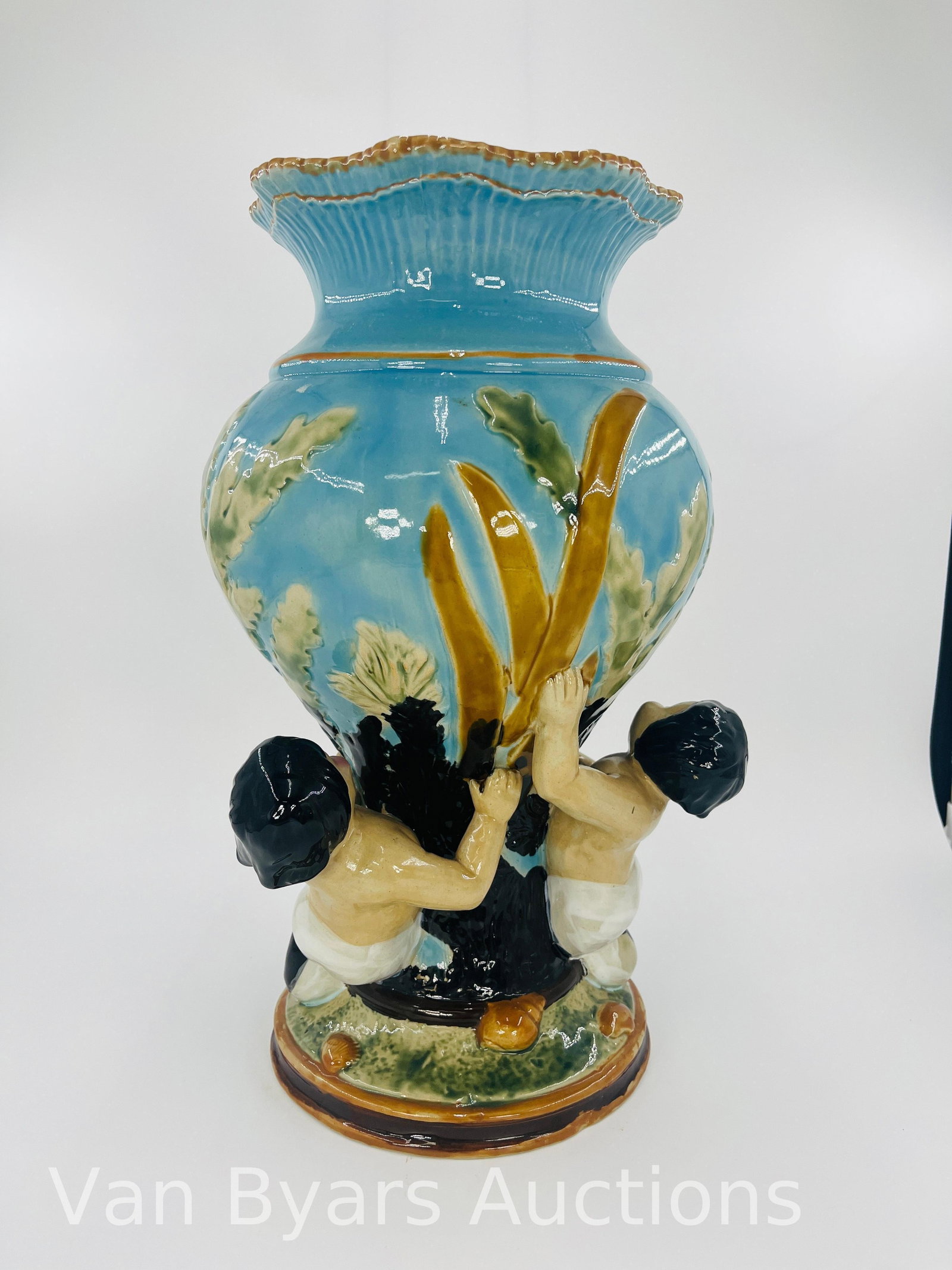 Style of Minton Majolica Marine Vase, INV. 2112 - 3