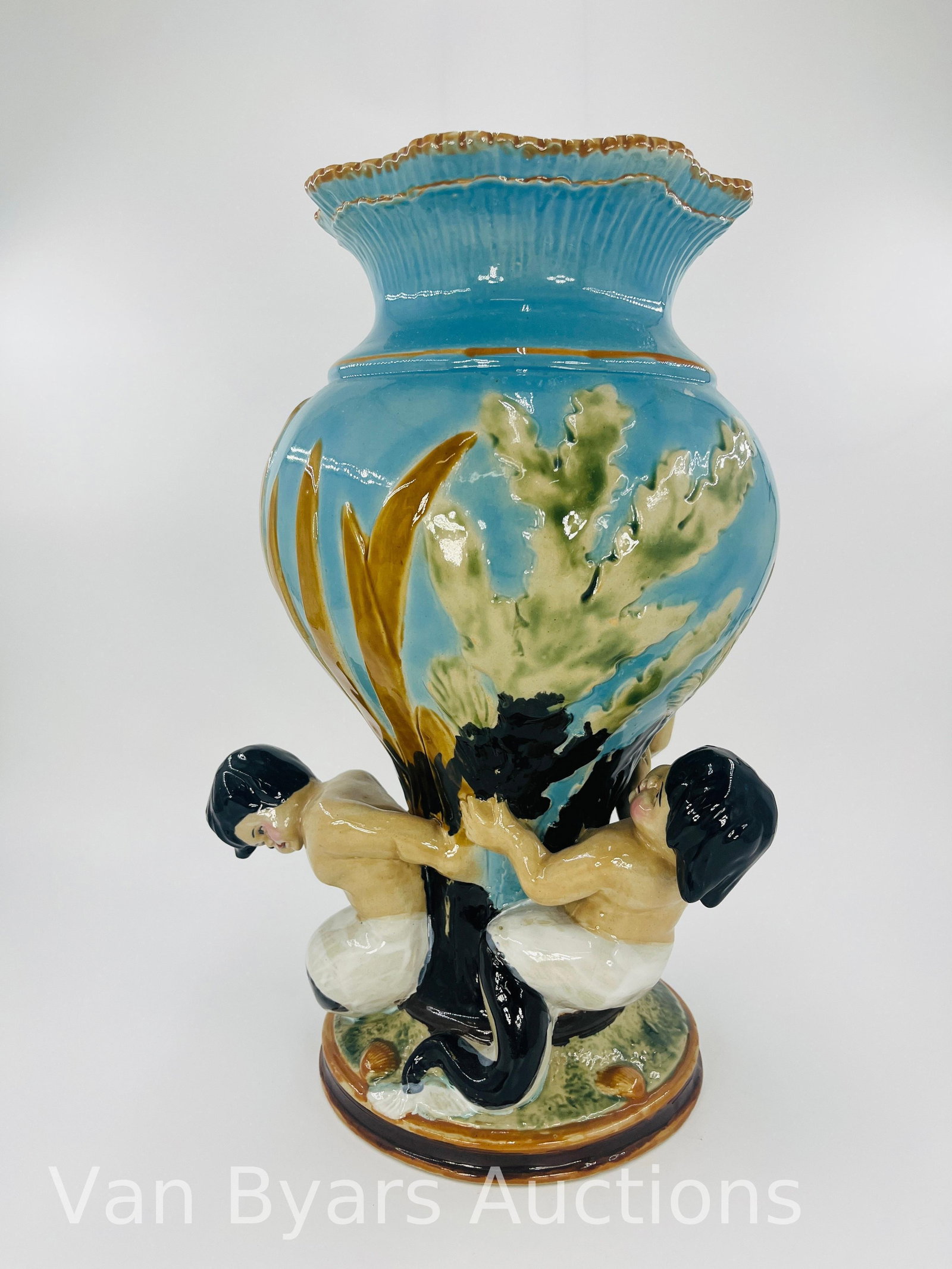 Style of Minton Majolica Marine Vase, INV. 2112 - 4