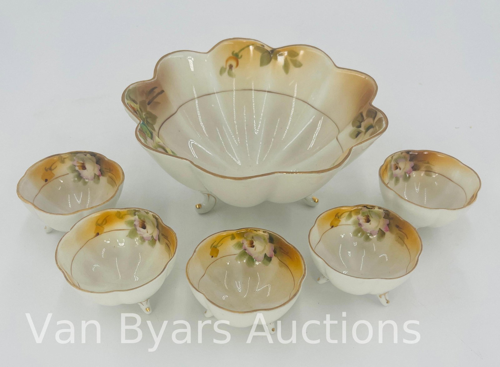 Nippon Master Bowl and Salt Cellar Set, Vintage, INV. 2118: Approx. dia. of bowl 6 1/8". With marking.