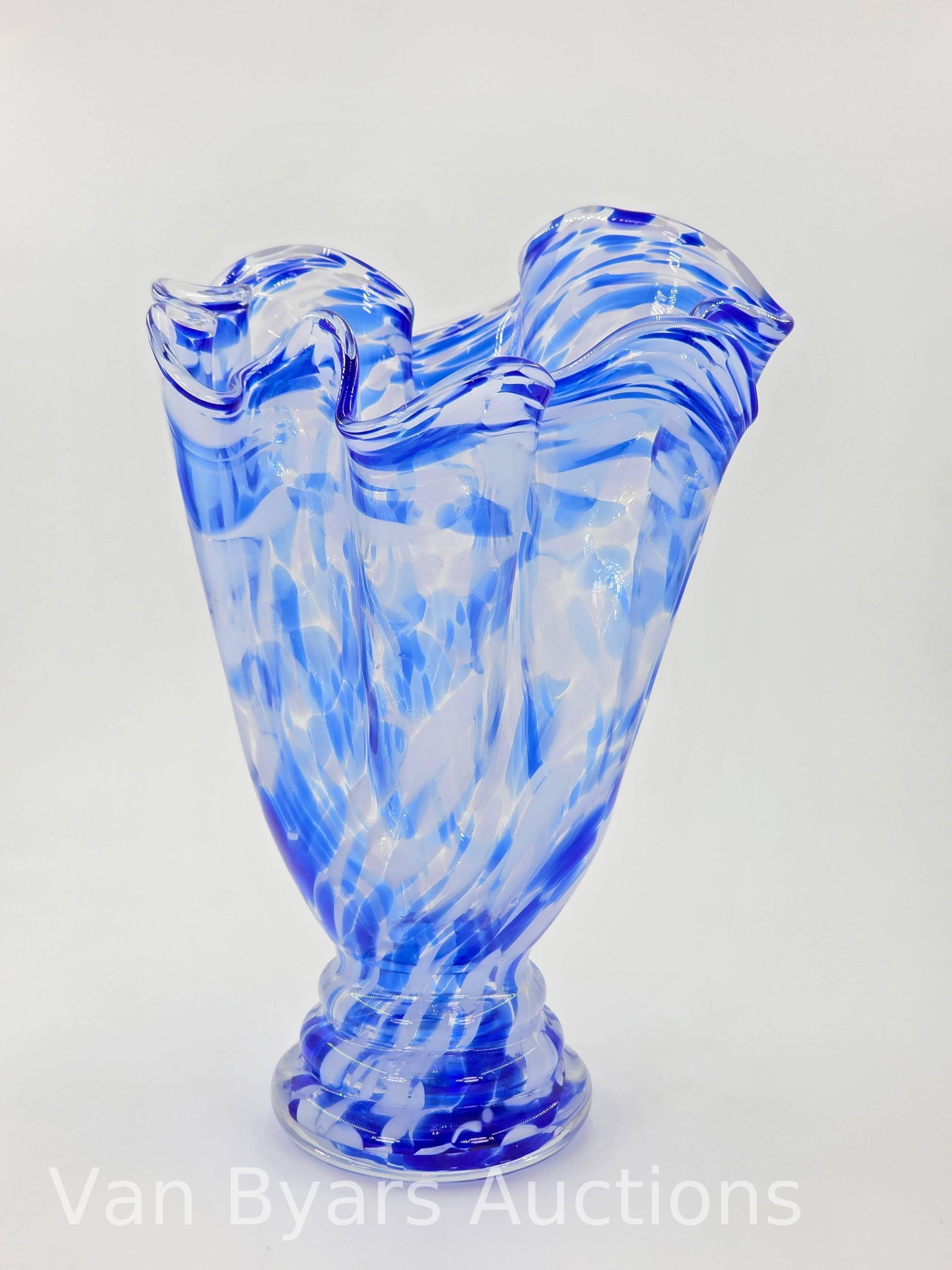 Blue Rose Polish Pottery Cobalt Blue Confetti Vase, INV. 229: Approx. 13 x 9 x 9 inches.