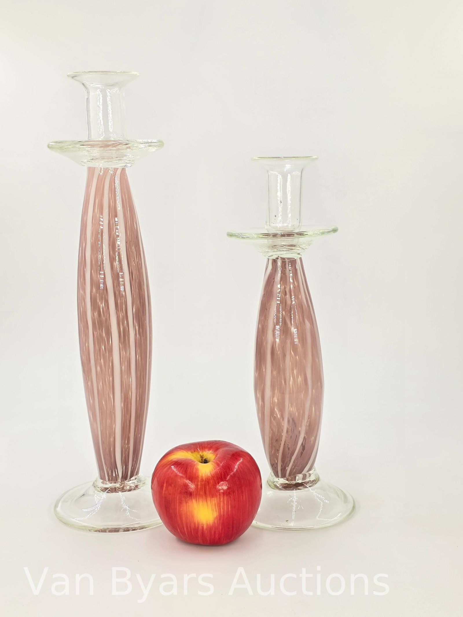 Vintage Art Glass Candlesticks Pair, INV. 2231 - 2