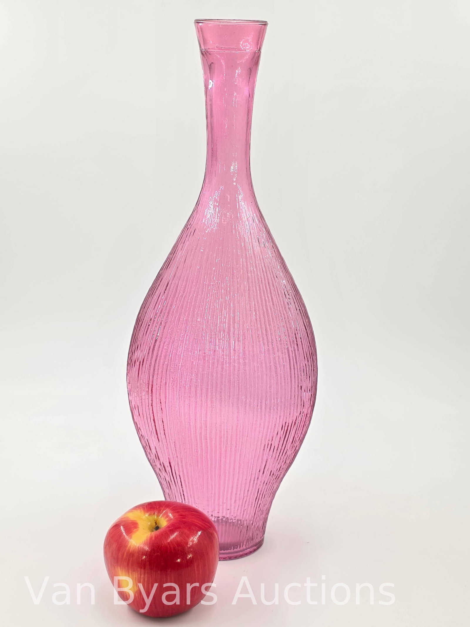Cranberry Glass Vase, Possibly MCM Pilgrim Glass Company, INV. 2232 - 2