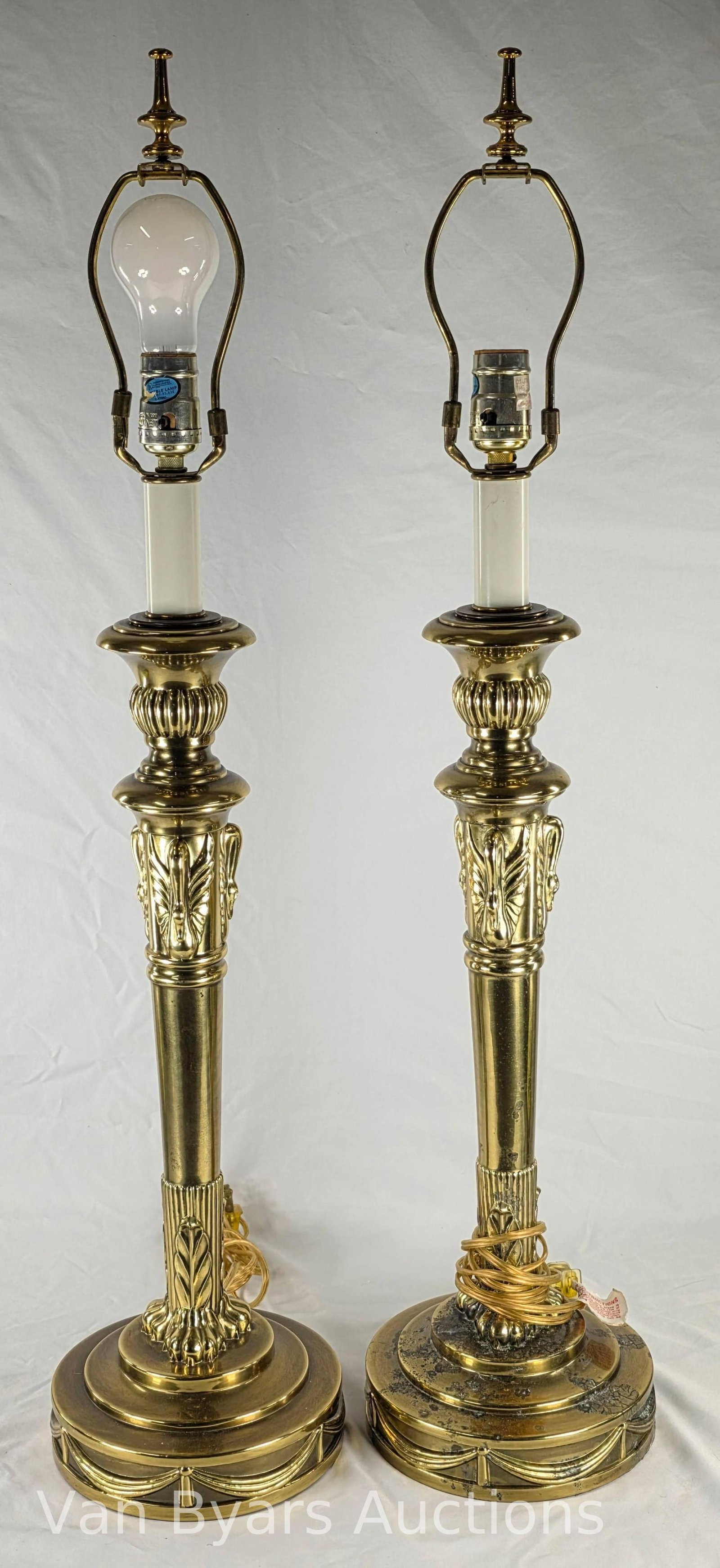 Pair of Lamps, INV. 2129: Approx. height 33" to top of finial.