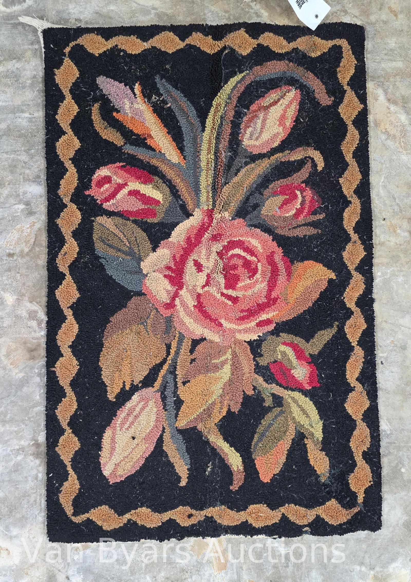 Moldovan Style Hooked Rug, INV. 2146: Approx. 21" x 43".
