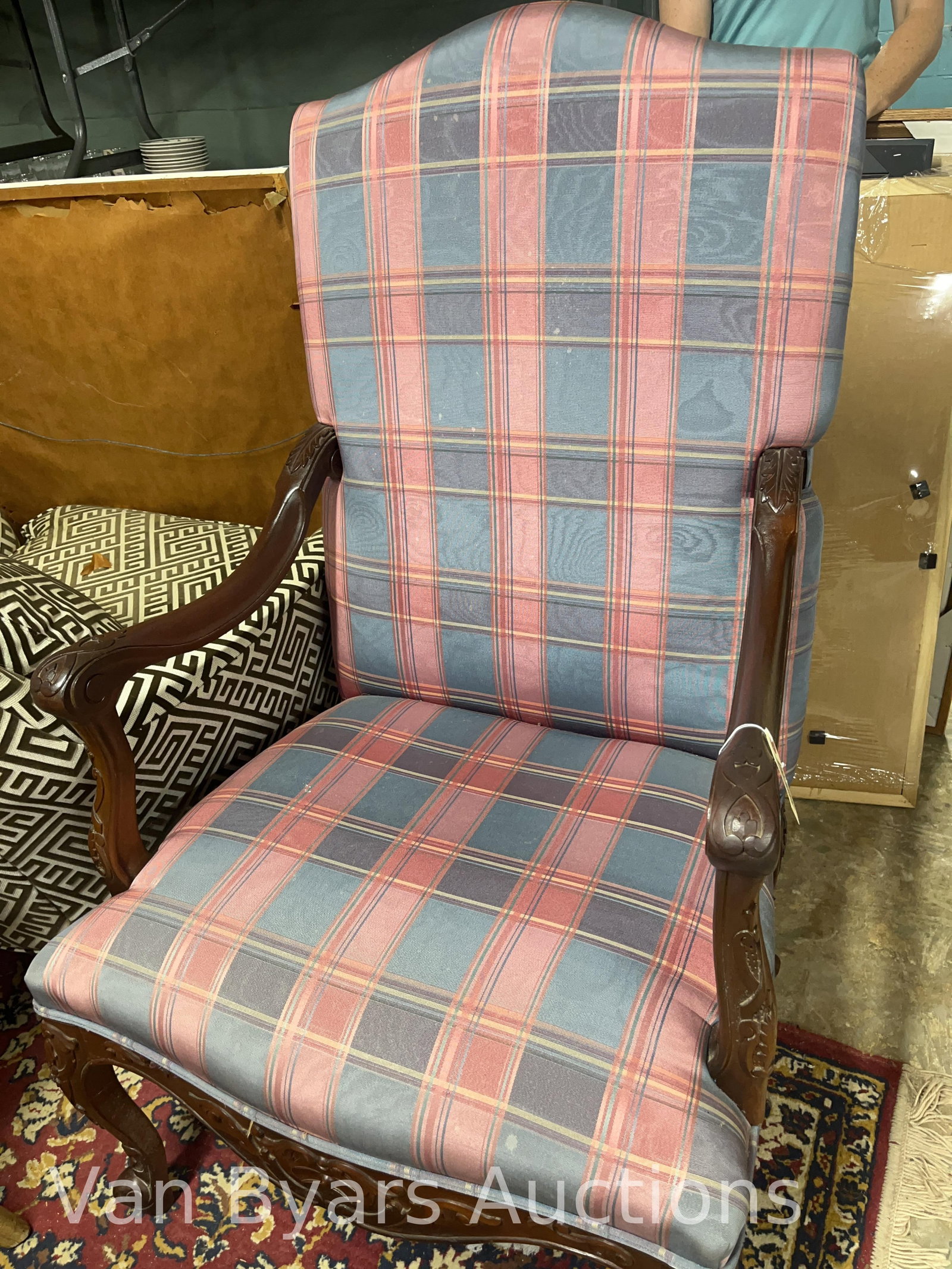 Chair and Ottoman Set, INV. 4022: Chair approx. 45 x 26.5 x 26 inches.
