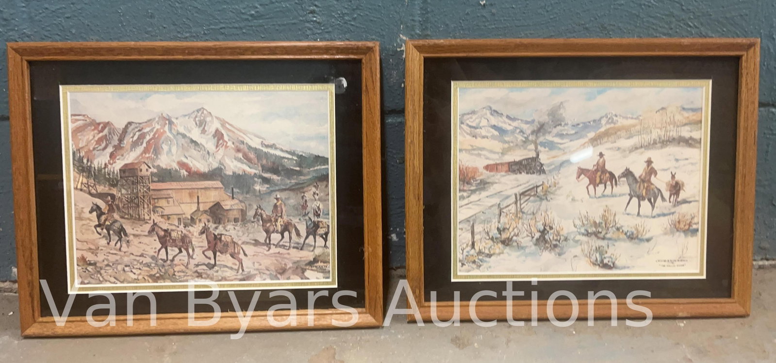 Pair Framed Western Scenes, INV, 2266: Both approx. 12 x 15 x 1 inches.