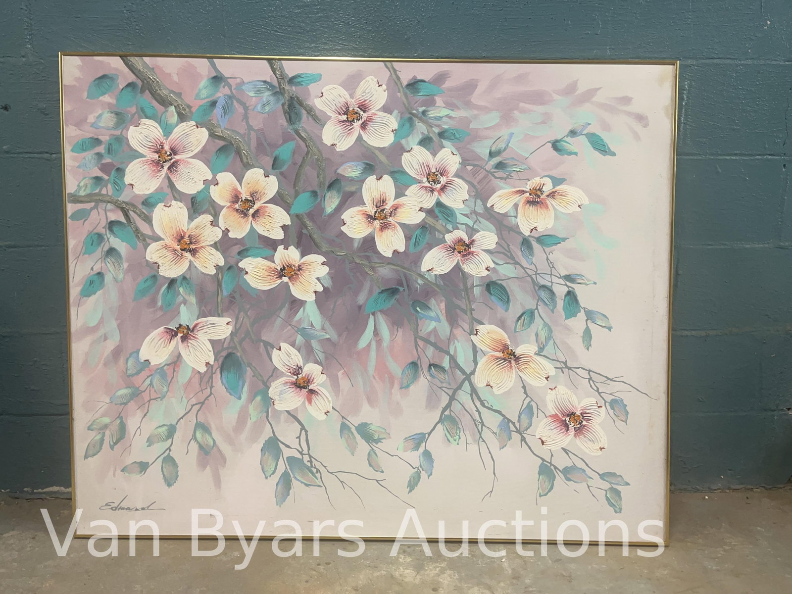 Large Floral Giclee, INV. 2250: Approx. 40 x 50 x 1.5 inches.