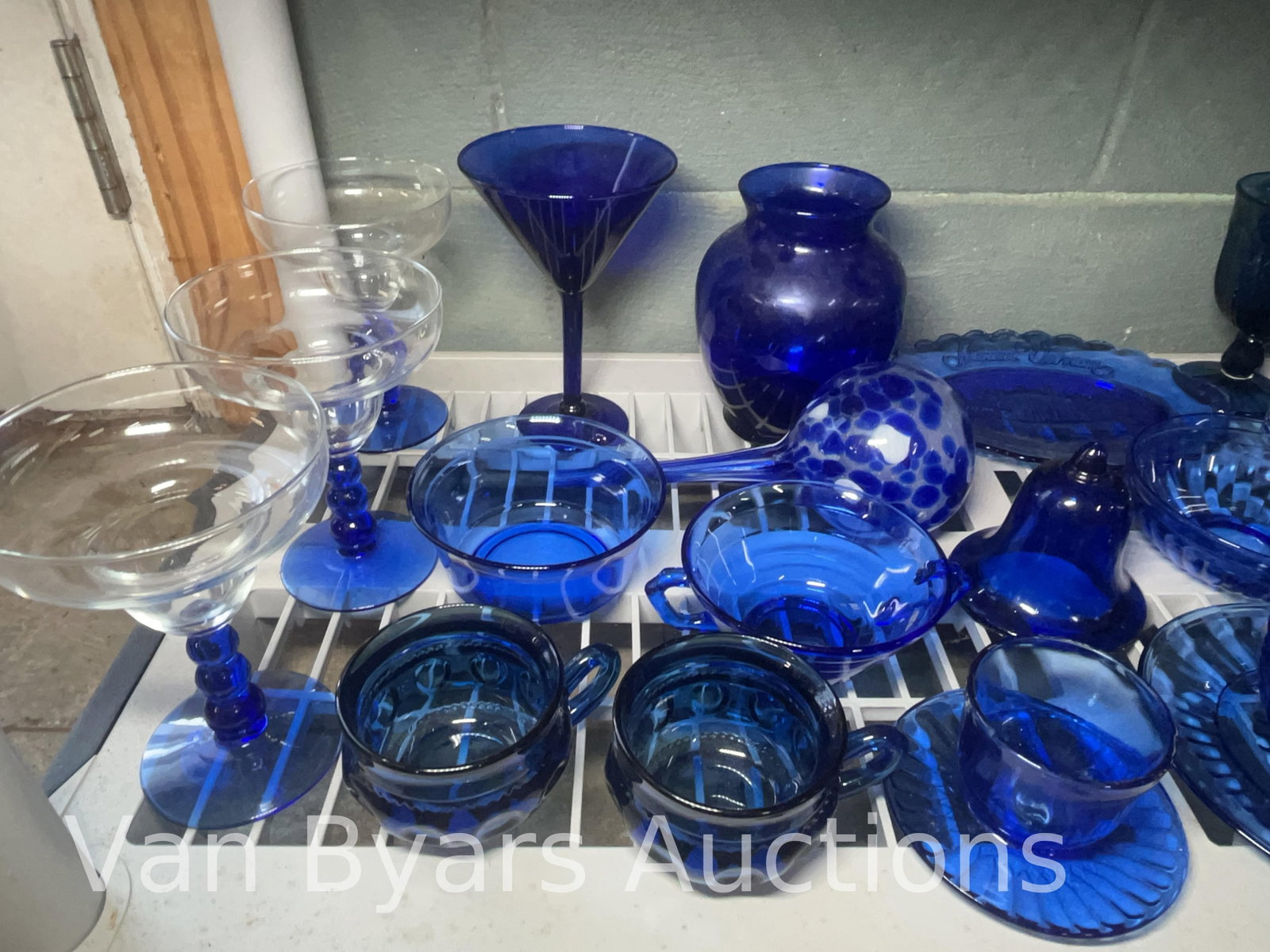 Assorted Cobalt Blue Glassware, Various Patterns, INV. 2086 - 2
